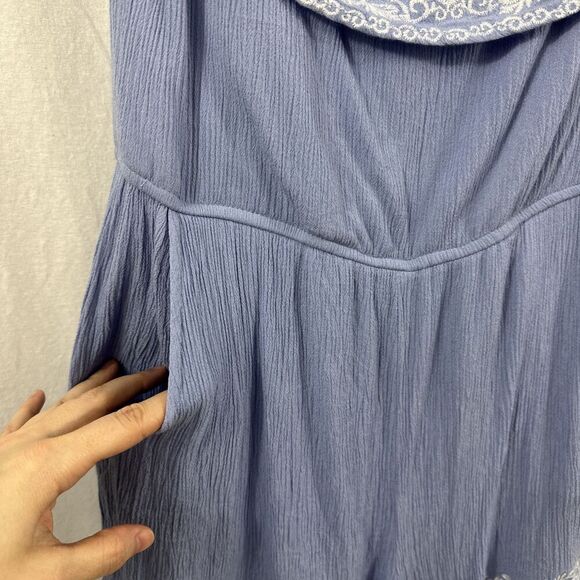 Francescas Blue Rain Blue Embroidered Off Shoulder Romper Womens Size M Boho - Picture 5 of 11